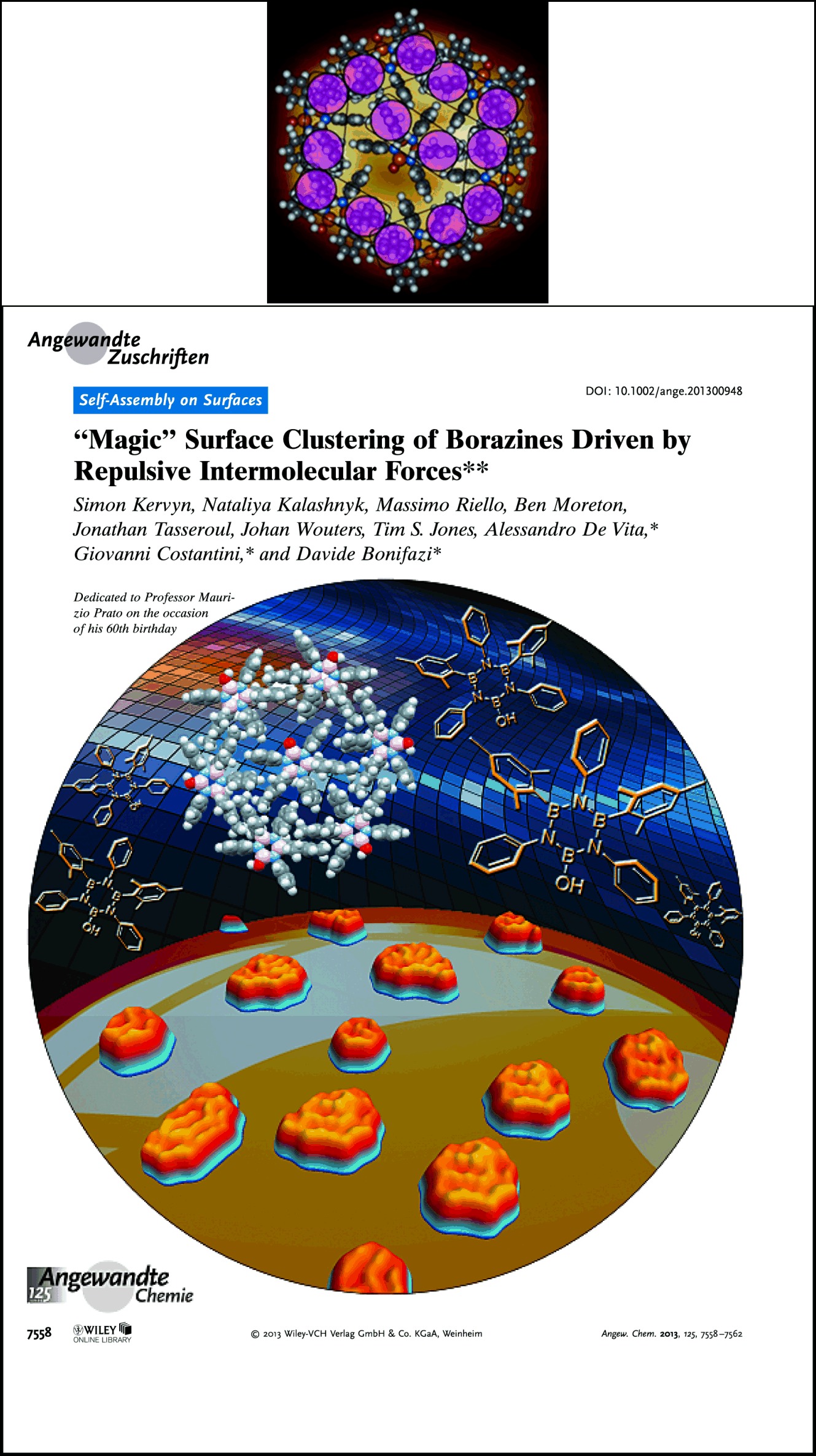 “Magic” Surface Clustering of Borazines Driven by Repulsive Intermolecular Forces