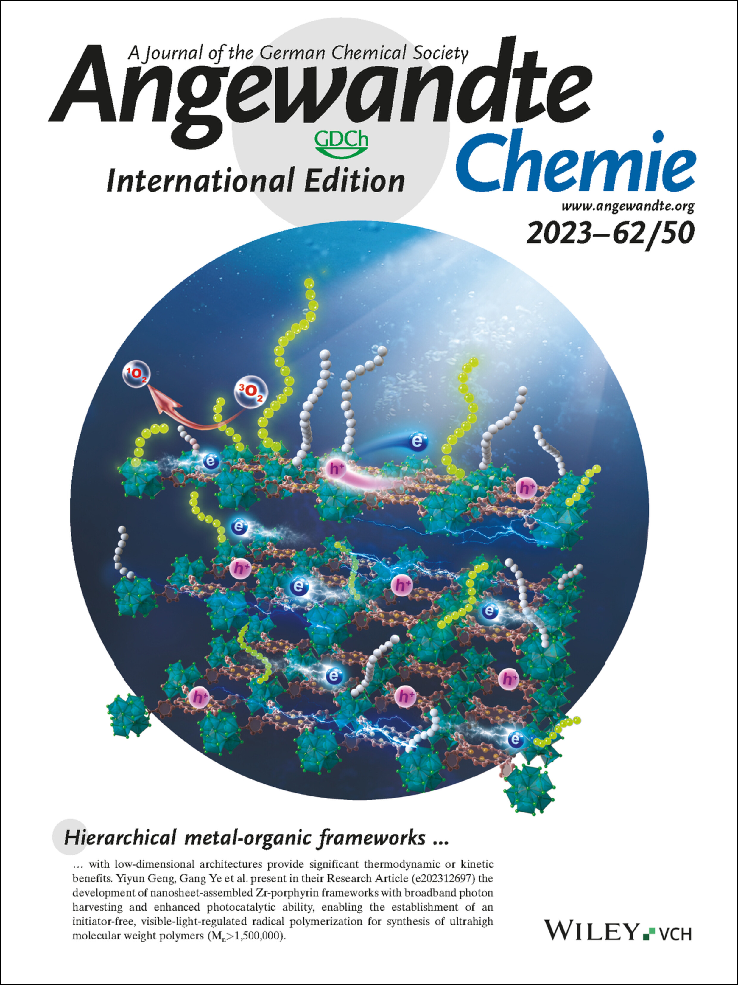 Inside Back Cover: Nanosheet-Assembled Zirconium-Porphyrin Frameworks Enabling Surface-Confined, Initiator-Free Photosynthesis of Ultrahigh Molecular Weight Polymers (Angew. Chem. Int. Ed. 50/2023) Volume 62 Issue 50, 2023