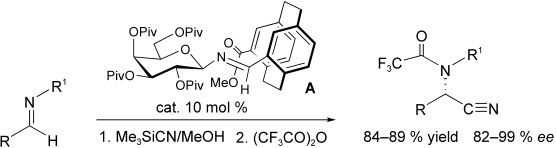 Enantioselective Strecker Reaction Catalyzed by an Organocatalyst Lacking a Hydrogen-Bond-Donor Function