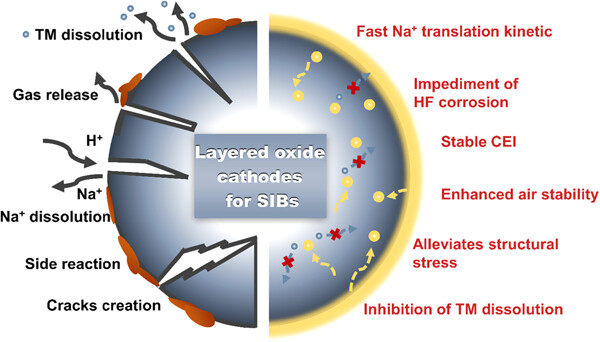 Surface chemistry engineering of layered oxide cathodes for sodium-ion batteries Issue 2, 2022
