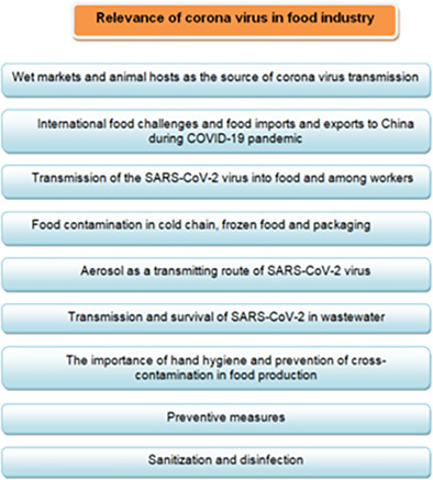 Relevance of corona virus in food industry: A literature review on risks, challenges, and potential preventive measures