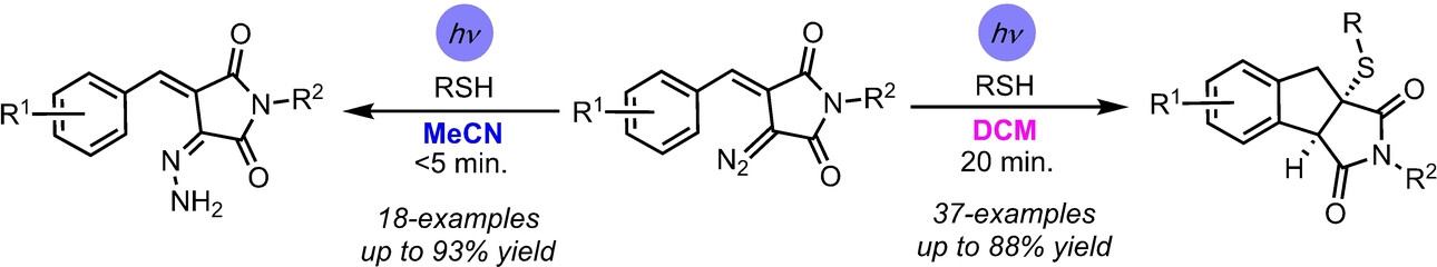 Carbene Formation or Reduction of the Diazo Functional Group? An Unexpected Solvent-Dependent Reactivity of Cyclic Diazo Imides
