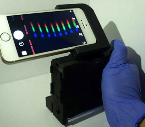 An ultra-low-cost smartphone octochannel spectrometer for mobile health diagnostics