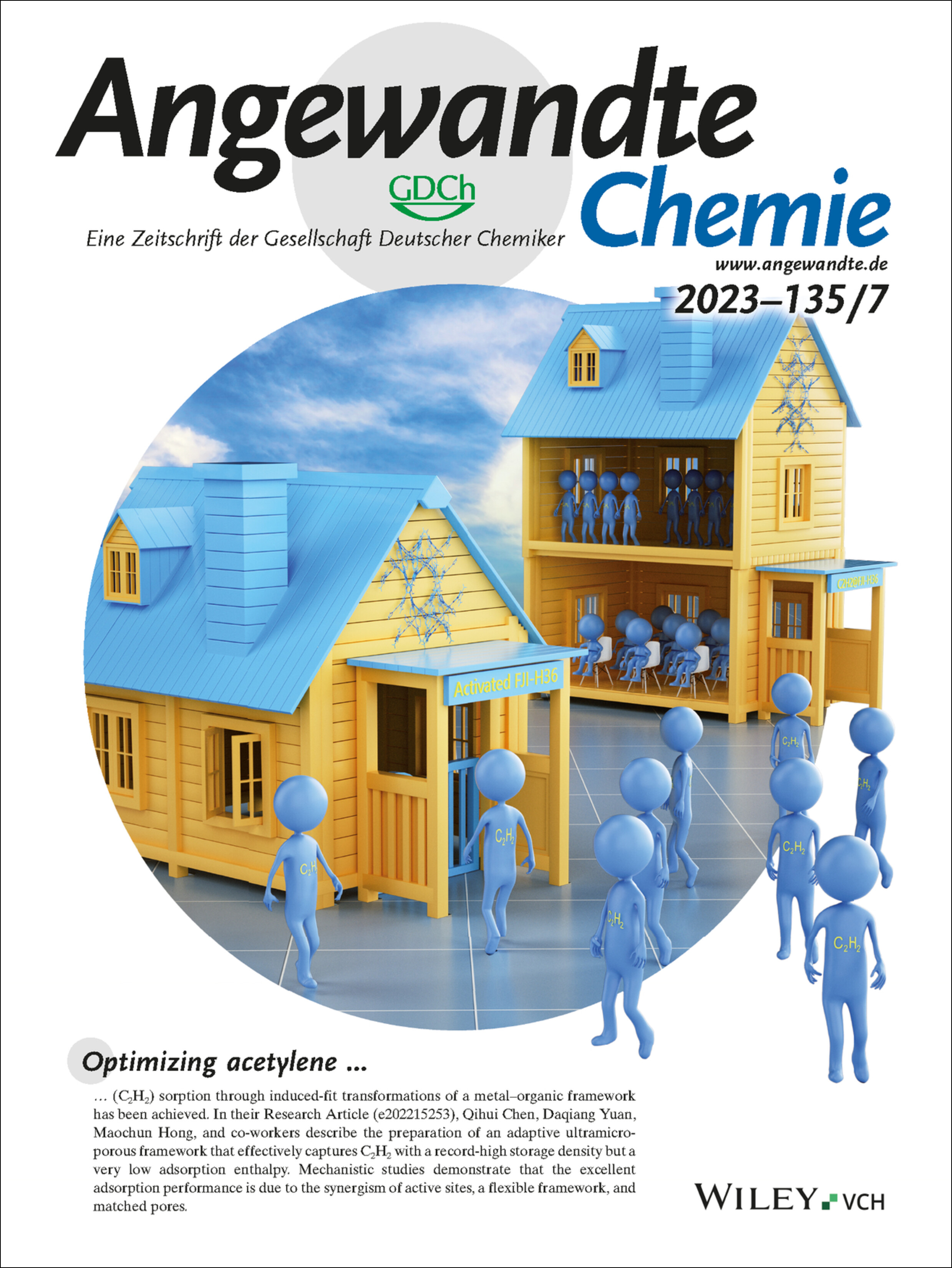 Rücktitelbild: Optimizing Acetylene Sorption through Induced-fit Transformations in a Chemically Stable Microporous Framework (Angew. Chem. 7/2023) Volume 135 Issue 7, 2023