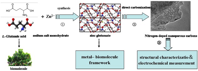 Nitrogen-Doped Nanoporous Carbons through Direct Carbonization of a Metal-Biomolecule Framework for Supercapacitor