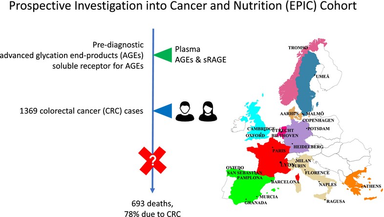 Pre-diagnostic plasma advanced glycation end-products and soluble receptor for advanced glycation end-products and mortality in colorectal cancer patients