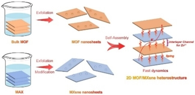 Constructing 2D Sandwich-like MOF/MXene Heterostructures for Durable and Fast Aqueous Zinc-Ion Batteries