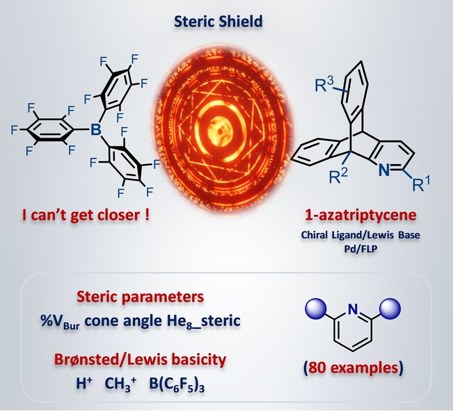 Reactivity and Steric Parameters from 2D to 3D Bulky Pyridines: Increasing Steric Demand at Nitrogen with Chiral Azatriptycenes