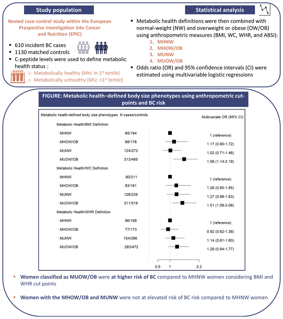 Metabolically defined body size and body shape phenotypes and risk of postmenopausal breast cancer in the European Prospective Investigation into Cancer and Nutrition