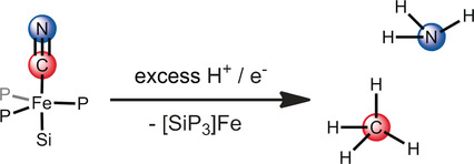 Proton-Coupled Reduction of an Iron Cyanide Complex to Methane and Ammonia