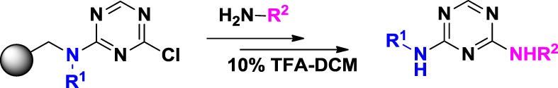 Solid-phase Synthesis of Combinatorial 2,4-Disubstituted-1,3,5-Triazine via Amine Nucleophilic Reaction