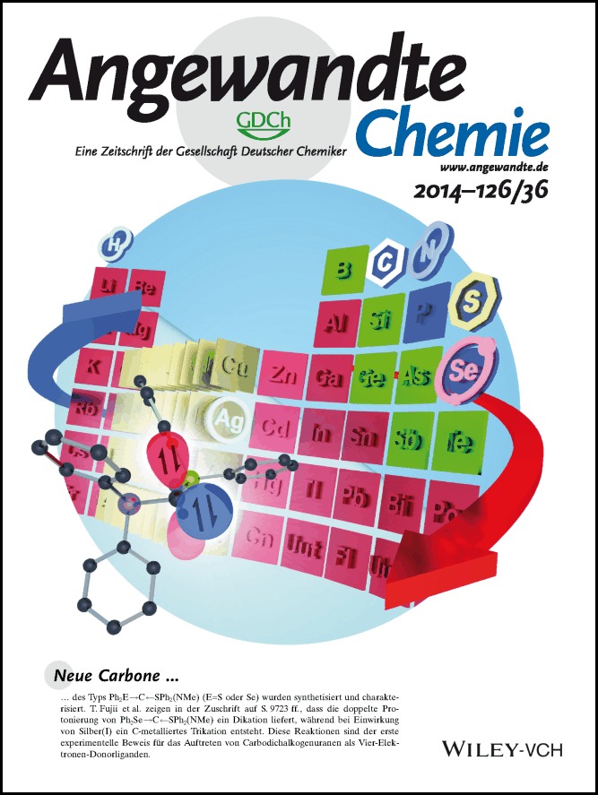 Innentitelbild: Syntheses, Structures, and Reactivities of Two Chalcogen-Stabilized Carbones (Angew. Chem. 36/2014)