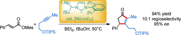 Nickel(0)-Catalyzed Enantioselective Annulations of Alkynes and Arylenoates Enabled by a Chiral NHC Ligand: Efficient Access to Cyclopentenones