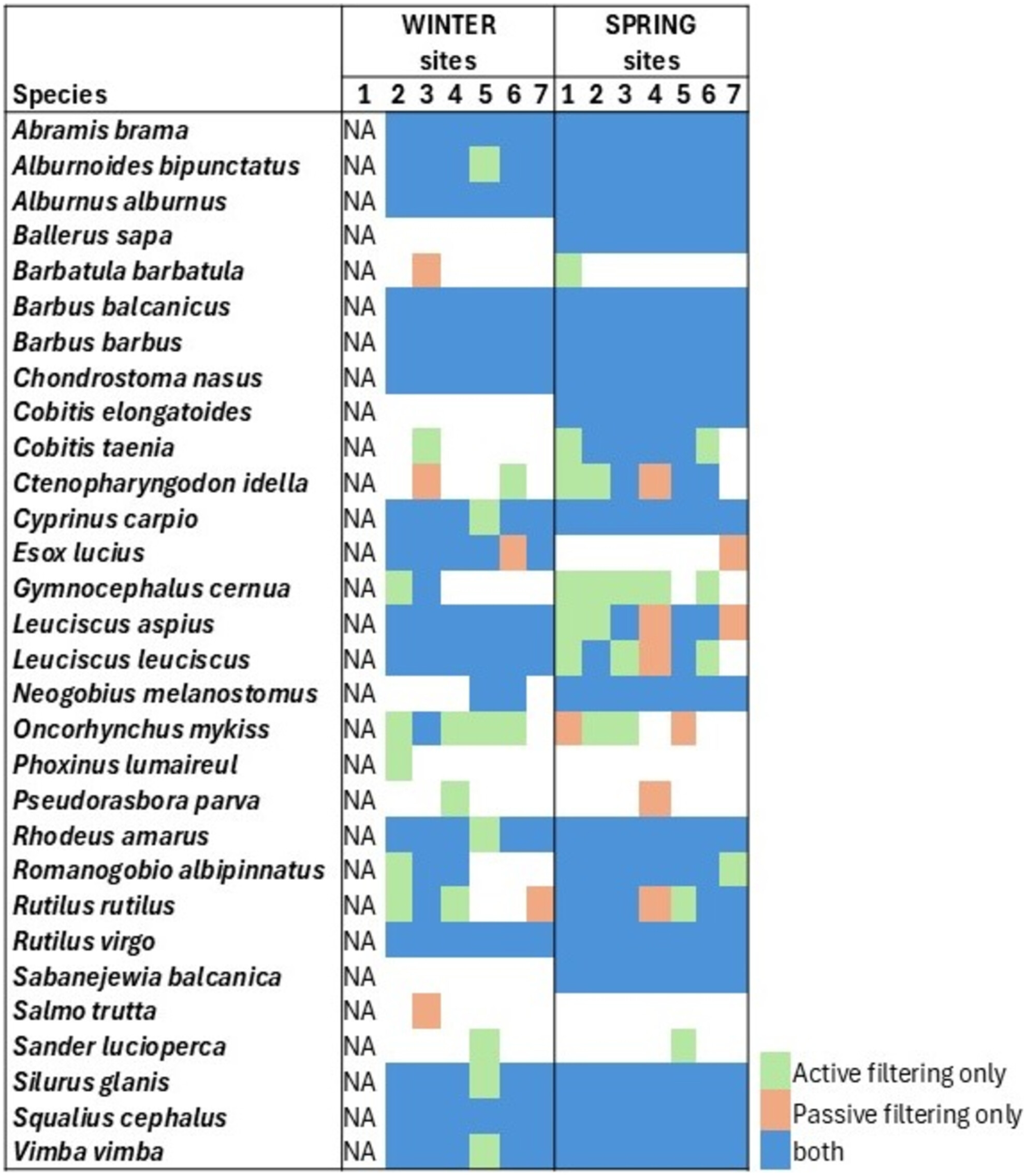 Temporal and Spatial Dynamics of the Lotic Fish Communities: A Comparison of Coffee Filter-Based Passive eDNA Collection Versus Active eDNA Filtering