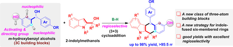 Design and Application of m-Hydroxybenzyl Alcohols in Regioselective (3 + 3) Cycloadditions of 2-Indolymethanols†