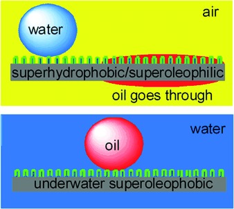 Oil/Water Separation with Selective Superantiwetting/Superwetting Surface Materials