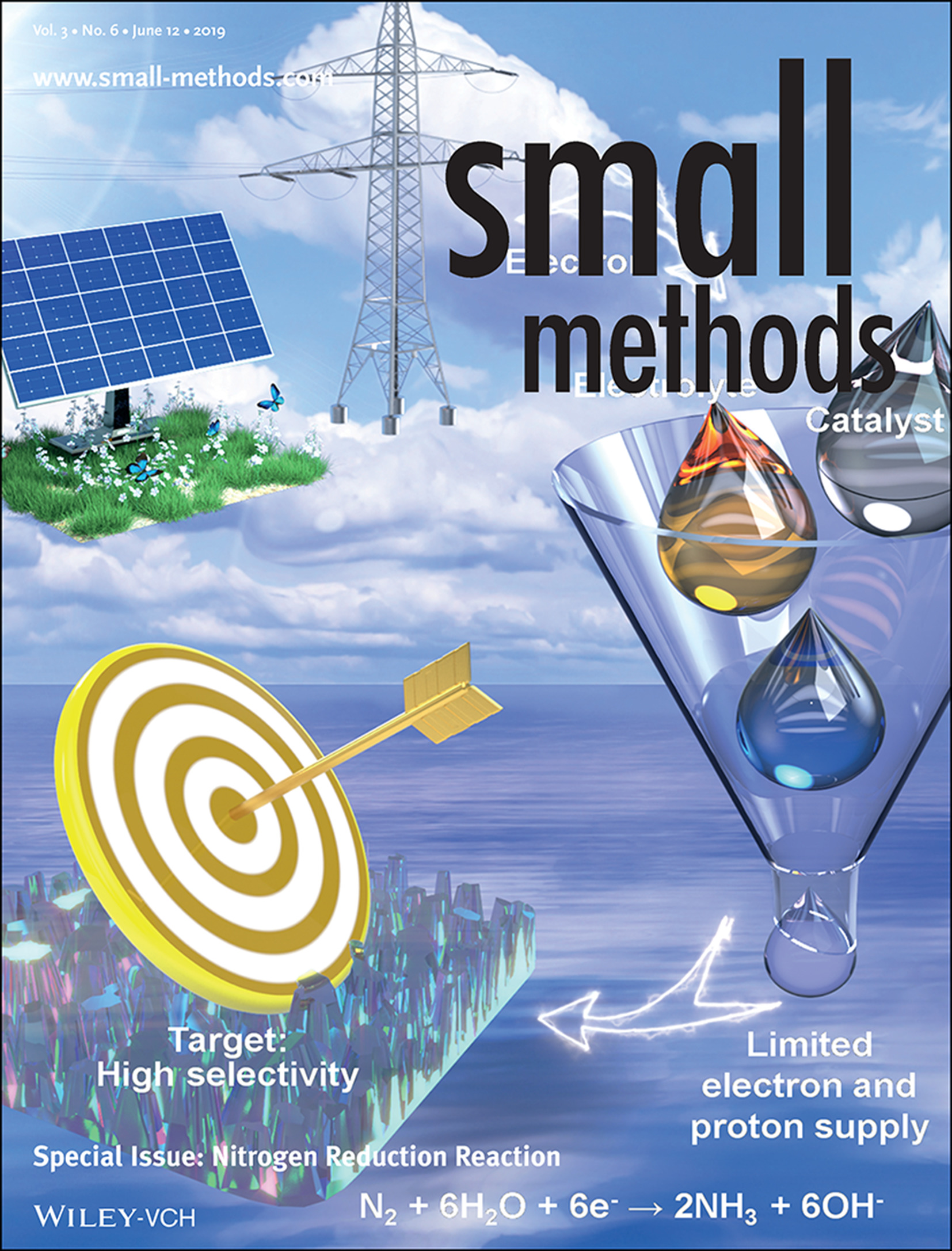 Nitrogen Reduction Reactions: Advances in Electrocatalytic N2 Reduction—Strategies to Tackle the Selectivity Challenge (Small Methods 6/2019) Volume 3 Issue 6, 2019