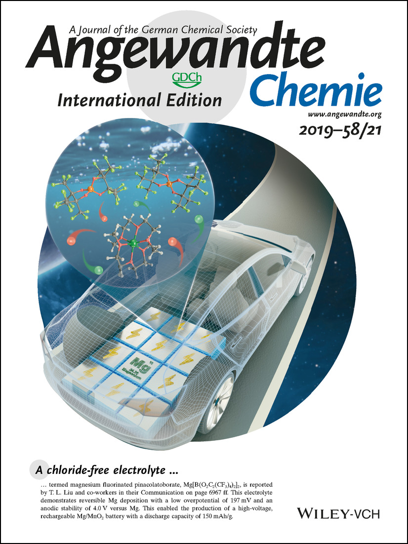 Back Cover: A Stable, Non-Corrosive Perfluorinated Pinacolatoborate Mg Electrolyte for Rechargeable Mg Batteries (Angew. Chem. Int. Ed. 21/2019) Volume 58 Issue 21, 2019