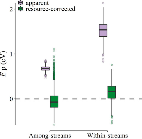 Resource supply governs the apparent temperature dependence of animal production in stream ecosystems