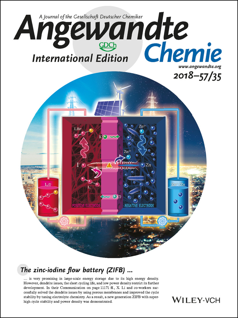 Back Cover: A Long Cycle Life, Self-Healing Zinc–Iodine Flow Battery with High Power Density (Angew. Chem. Int. Ed. 35/2018) Volume 57 Issue 35, 2018
