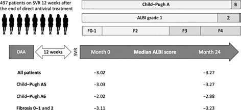 Analysis of the albumin-bilirubin score as an indicator of improved liver function among hepatitis C virus patients with sustained viral response after direct-acting antiviral therapy