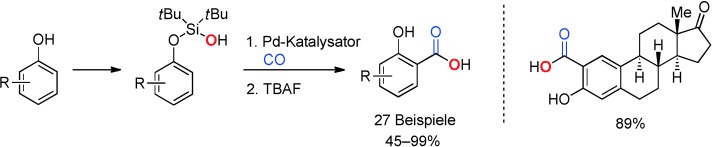 General Method for the Synthesis of Salicylic Acids from Phenols through Palladium-Catalyzed Silanol-Directed C<span class='icomoon'></span>H Carboxylation