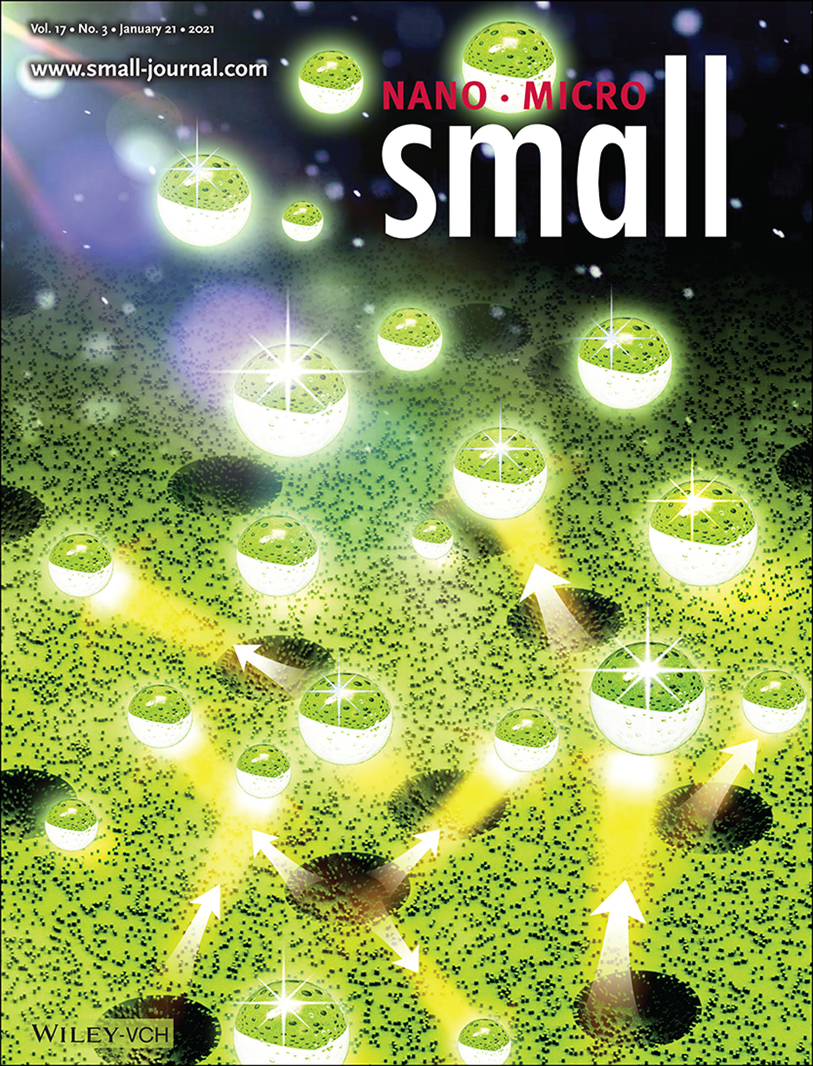 Droplet Manipulations: Nonspecular Reflection of Droplets (Small 3/2021) Volume 17 Issue 3, 2021