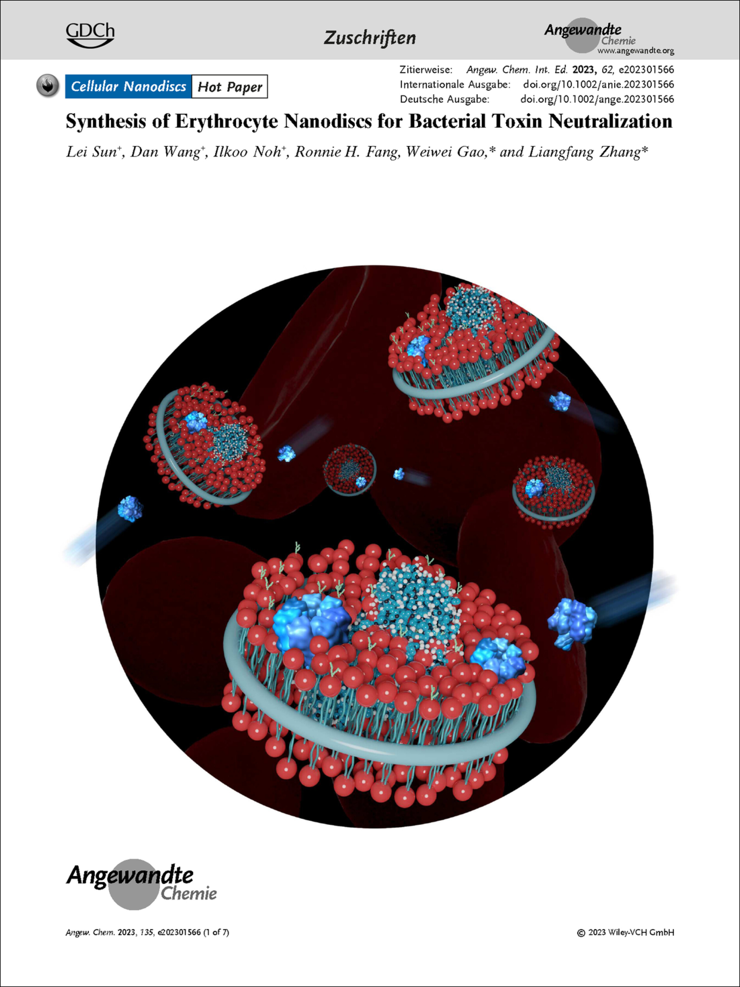Frontispiz: Synthesis of Erythrocyte Nanodiscs for Bacterial Toxin Neutralization Volume 135 Issue 21, 2023