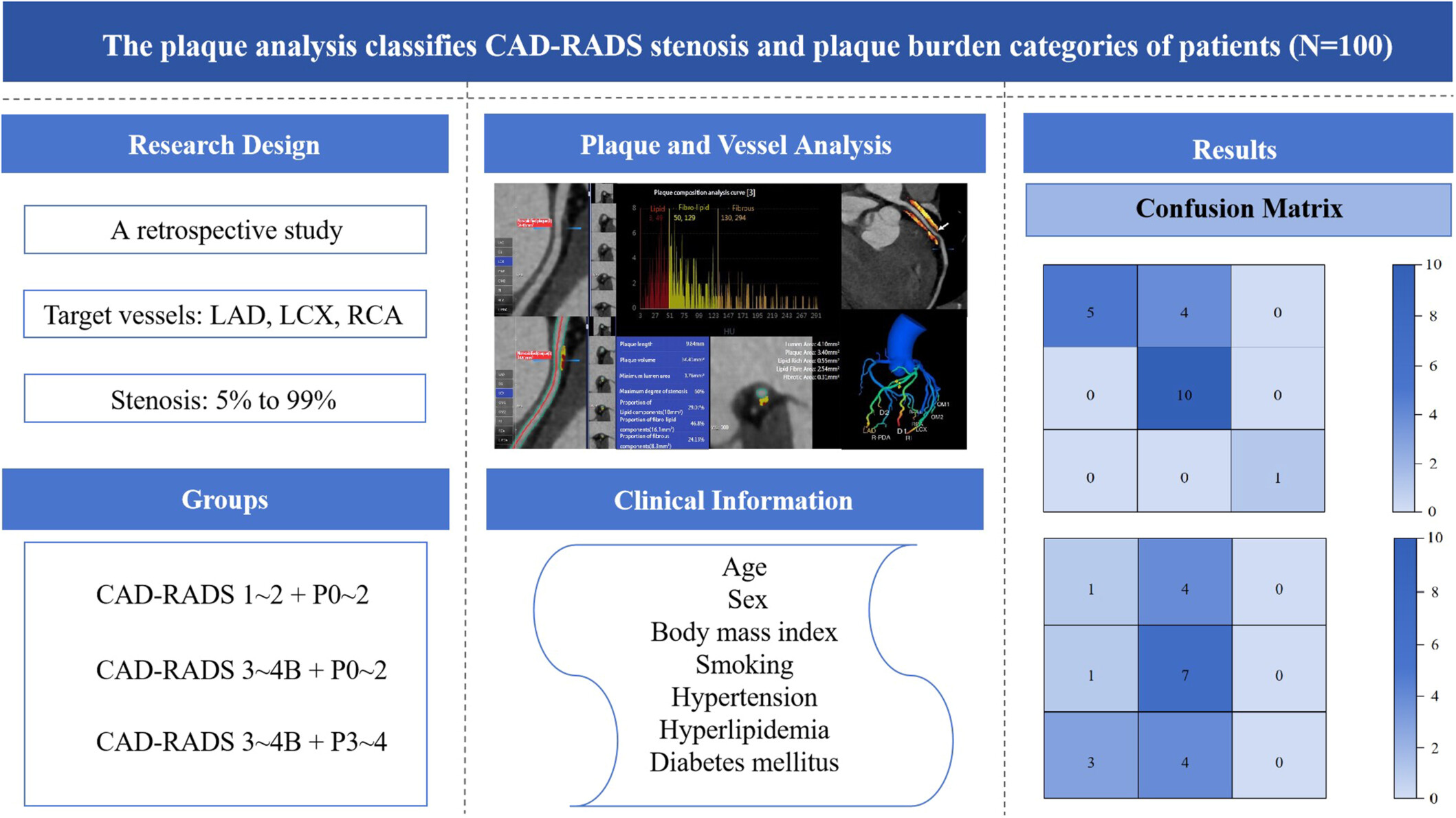 The Plaque Analysis Classifies the Coronary Artery Disease-Reporting and Data System (CAD-RADS) Stenosis and Plaque Burden Categories: Association of the Plaque Features, Fat Attenuation Index, Coronary Computed Tomography Fractional Flow Reserve, and the Combination of Stenosis and Calcification