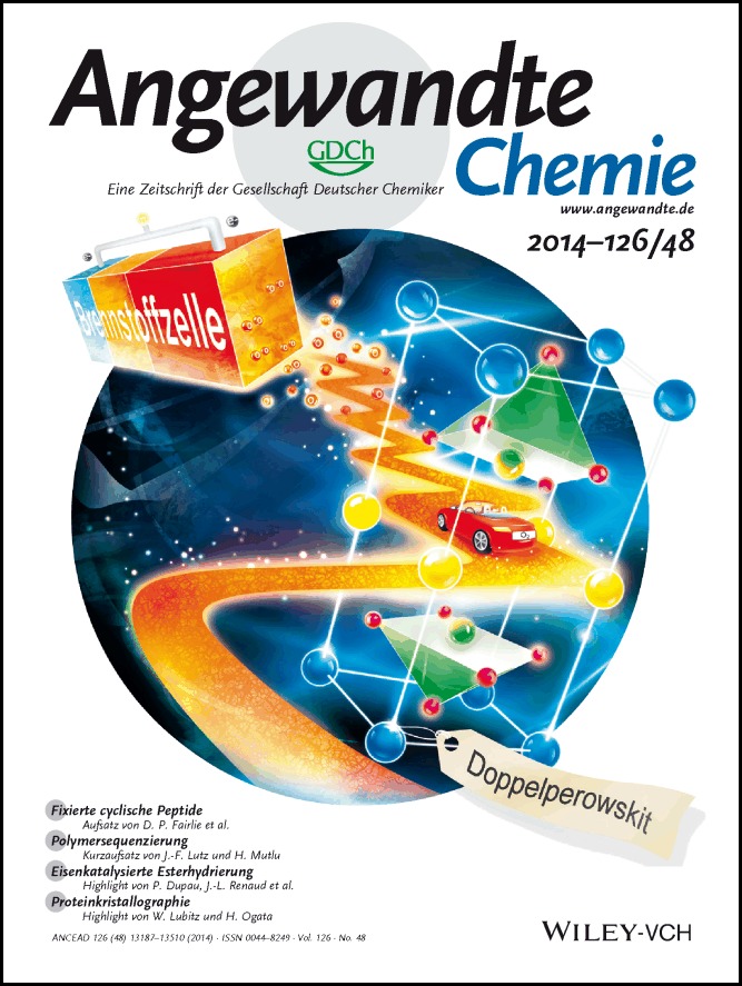 Titelbild: Development of Double-Perovskite Compounds as Cathode Materials for Low-Temperature Solid Oxide Fuel Cells (Angew. Chem. 48/2014)
