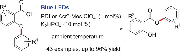 Efficient Aryl Migration from an Aryl Ether to a Carboxylic Acid Group To Form an Ester by Visible-Light Photoredox Catalysis