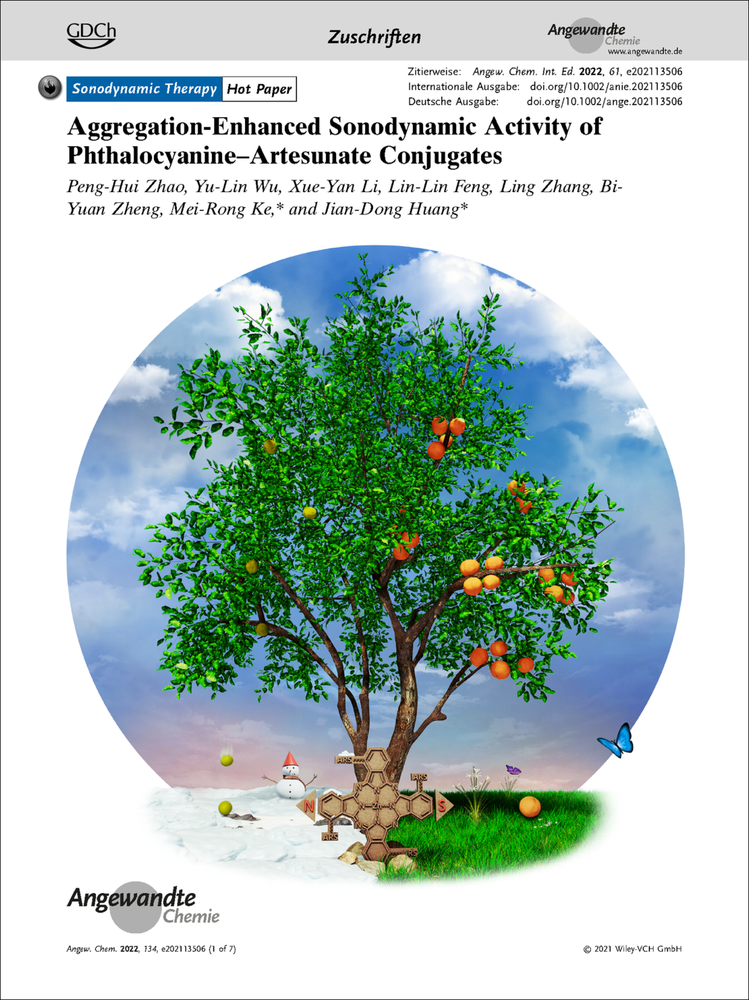 Frontispiz: Aggregation-Enhanced Sonodynamic Activity of Phthalocyanine–Artesunate Conjugates Volume 134 Issue 5, 2022