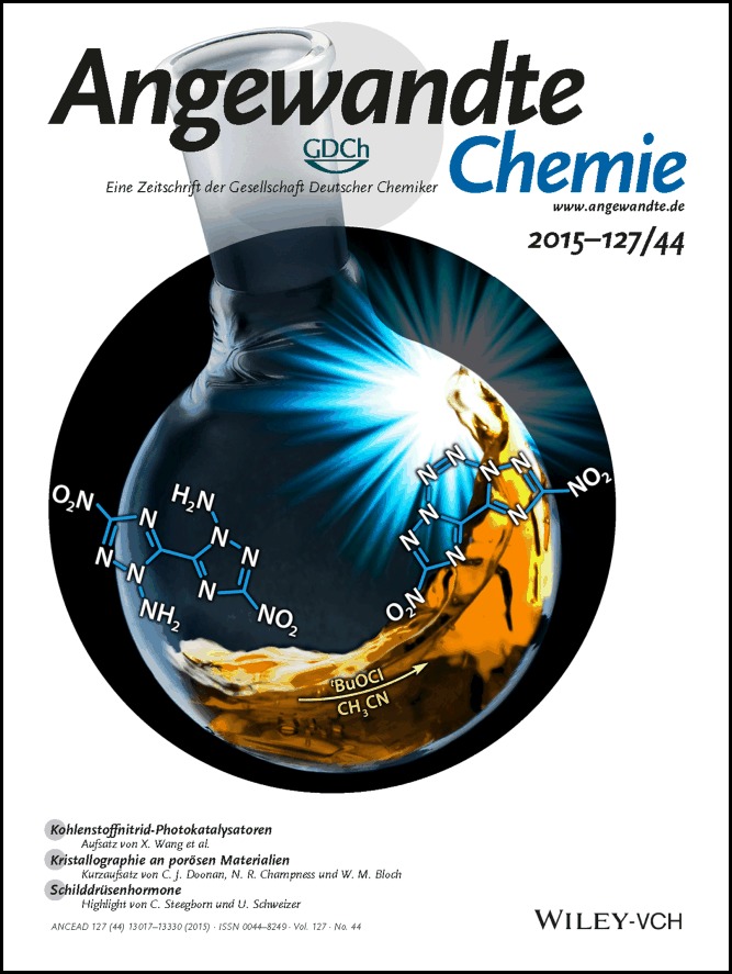 Titelbild: Synthesis and Thermal Behavior of a Fused, Tricyclic 1,2,3,4-Tetrazine Ring System (Angew. Chem. 44/2015)