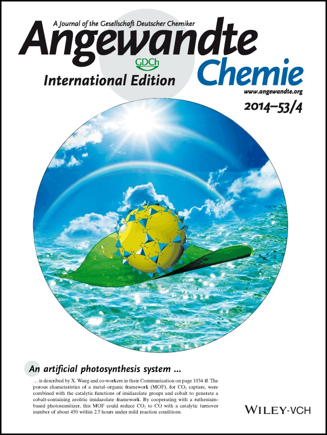 Inside Back Cover: Cobalt Imidazolate Metal–Organic Frameworks Photosplit CO2 under Mild Reaction Conditions (Angew. Chem. Int. Ed. 4/2014)