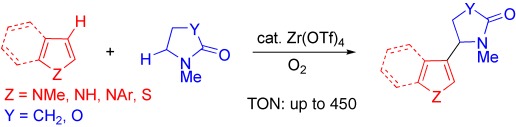 Zirconium Triflate Catalyzed Direct Coupling Reaction of Lactams with Heterocyclic Arenes under Atmospheric Oxygen