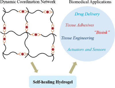 Self-Healing Polymeric Hydrogel Formed by Metal–Ligand Coordination Assembly: Design, Fabrication, and Biomedical Applications