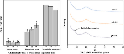The modification of gelatin films: Based on various cross-linking mechanism of glutaraldehyde at acidic and alkaline conditions