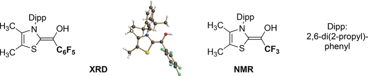 Breslow Intermediates from a Thiazolin-2-ylidene and Fluorinated Aldehydes: XRD and Solution-Phase NMR Spectroscopic Characterization