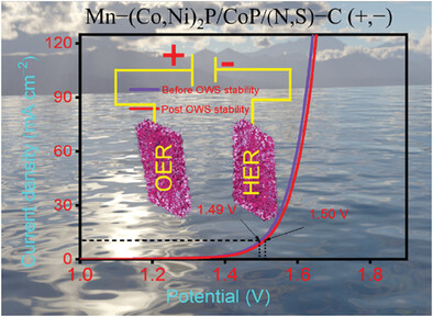 Manganese-Doped Bimetallic (Co,Ni)2P Integrated CoP in N,S Co−Doped Carbon: Unveiling a Compatible Hybrid Electrocatalyst for Overall Water Splitting