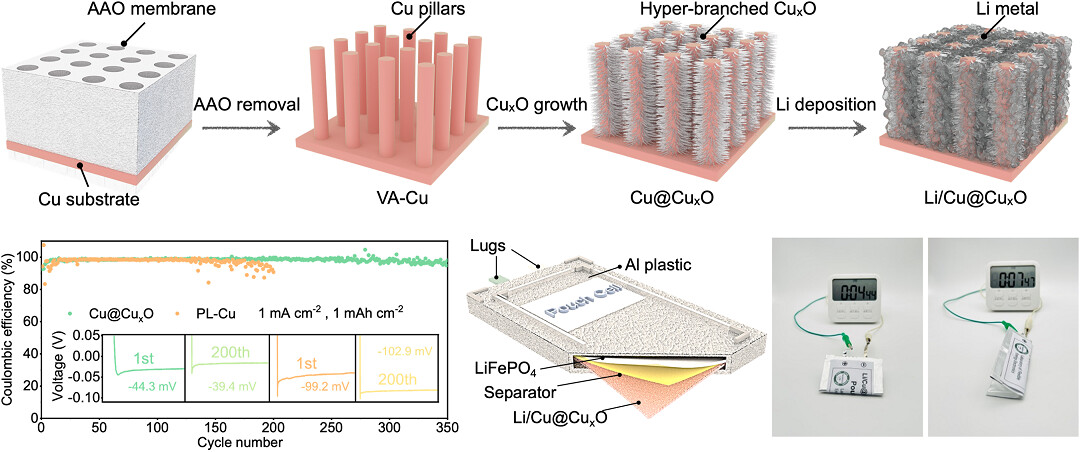 Lithiophilic hyperbranched Cu nanostructure for stable Li metal anodes