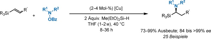 Enantioselective Synthesis of α-Aminosilanes by Copper-Catalyzed Hydroamination of Vinylsilanes