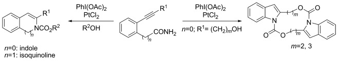 Concise One-Pot Tandem Synthesis of Indoles and Isoquinolines from Amides