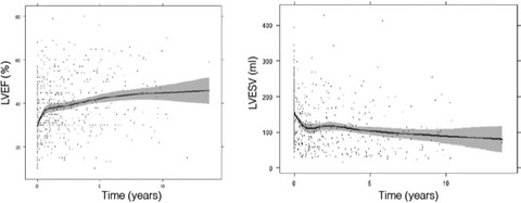 Long-term cardiac reverse remodeling after cardiac resynchronization therapy