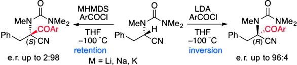 Enantiodivergent Deprotonation/Acylation of α-Amino Nitriles