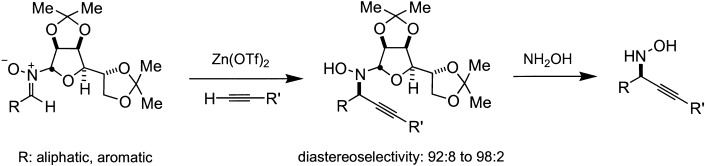 First Synthesis of Optically Pure Propargylic N-Hydroxylamines by Direct, Highly Diastereoselective Addition of Terminal Alkynes to Nitrones