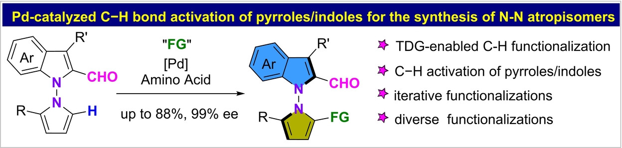 Enantioselective Synthesis of N-N Atropisomers by Palladium-Catalyzed C−H Functionalization of Pyrroles