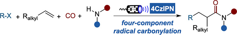 Visible-Light-Driven Four-Component Radical Relay Aminocarbonylation of Unactivated Alkenes†