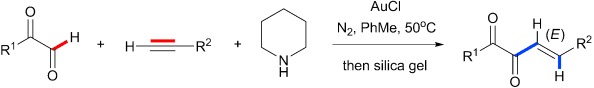Gold(I)-Catalyzed Diastereoselective Hydroacylation of Terminal Alkynes with Glyoxals