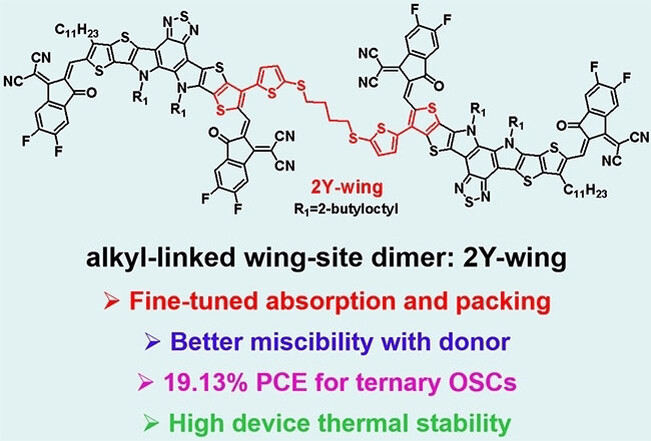Non-Fully Conjugated Dimerized Giant Acceptors with Different Alkyl-Linked Sites for Stable and 19.13 % Efficiency Organic Solar Cells