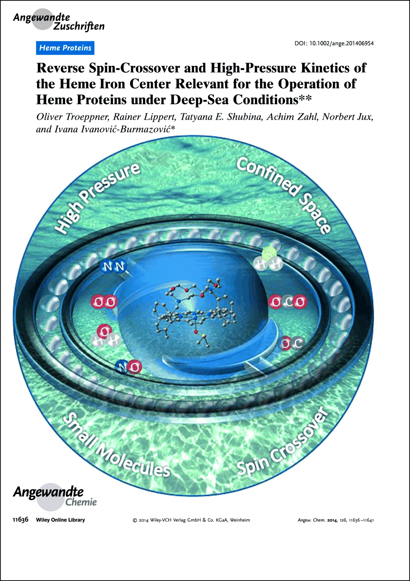 Frontispiz: Reverse Spin-Crossover and High-Pressure Kinetics of the Heme Iron Center Relevant for the Operation of Heme Proteins under Deep-Sea Conditions